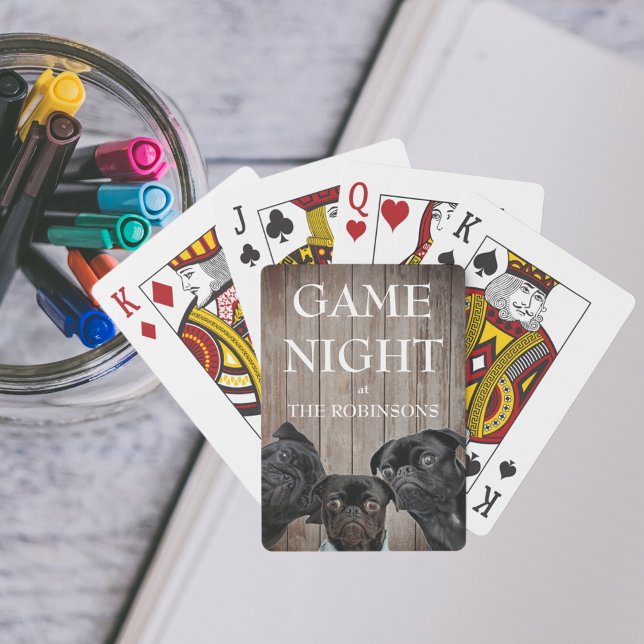 Game Night Funny Pugs Family Name Poker Cards (Creator Uploaded)