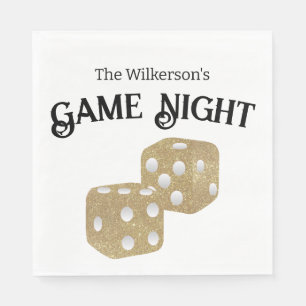 Game Night Gold Glitter Dice Napkins