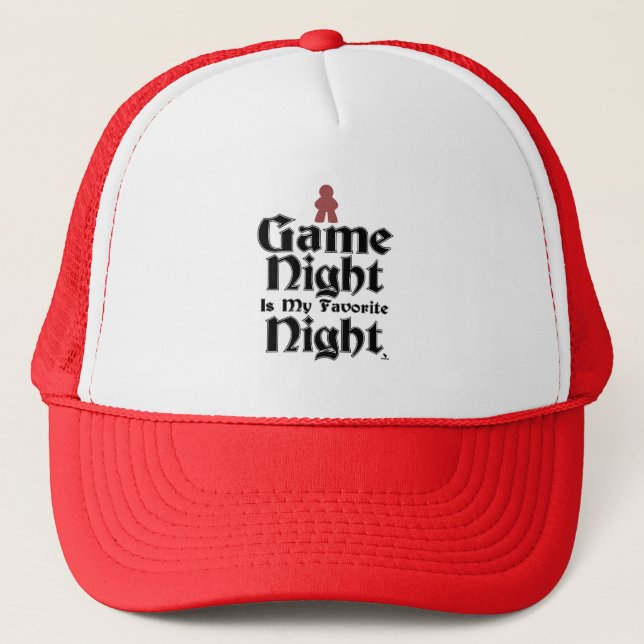 Game Night is My Favorite Meeple Logo Trucker Hat (Front)