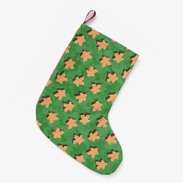 Game Night Meeple on Green Small Christmas Stocking (Front (Hanging))