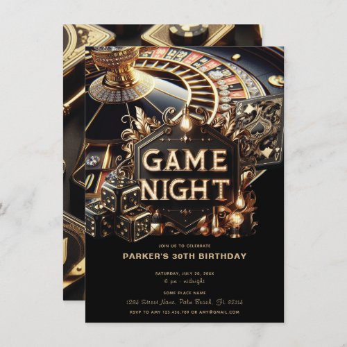 Game Night Party Casino Birthday Invitation