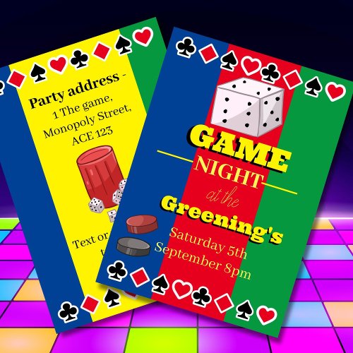 Game Night Party Casino Poker Family Games Invitation