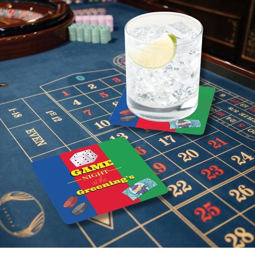 Game Night Party Drinks Mat Games Square Paper Coaster