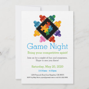 Game Night Party Invitation Puzzle Team