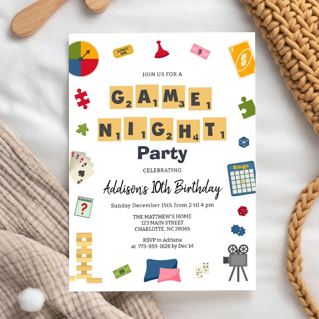 Game Night Party Kids Birthday Invitation (Creator Uploaded)