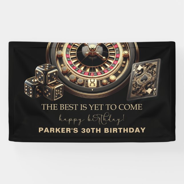 Game Night Party Personalized Happy Birthday Banner (Horizontal)