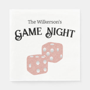 Game Night Pink Glitter Dice Napkins
