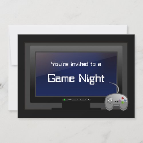 Game Night Plasma Video Gaming Party Invitation