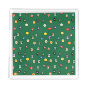 Game Night Play Pool Billiards Room Acrylic Tray