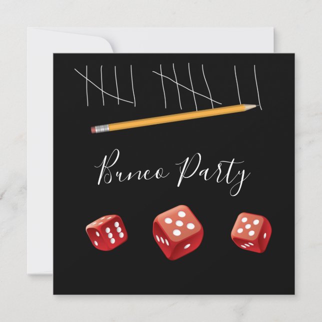 Game Night Red Dice Bunco Dice Party Invitation (Front)