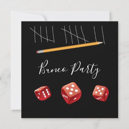 Game Night Red Dice Bunco Dice Party Invitation | Zazzle