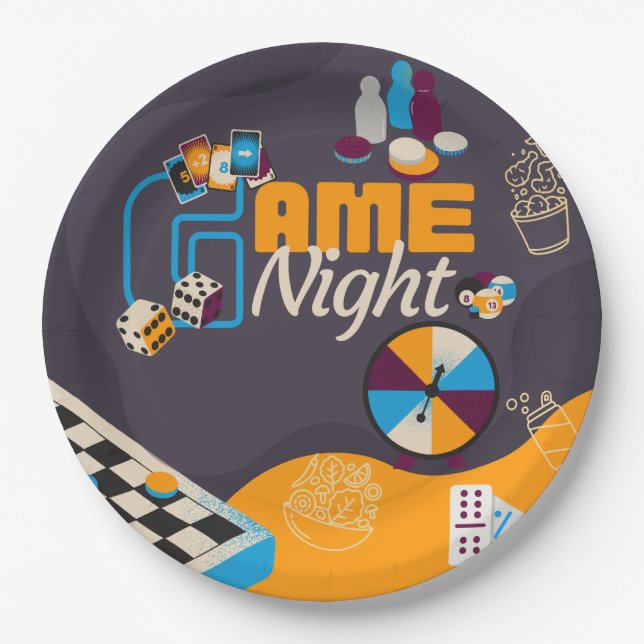 Game Night Themed Party Decorations Paper Plates (Front)