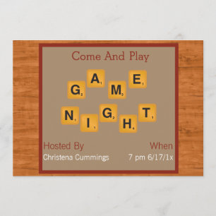 Game Night Tile Letters Invitation
