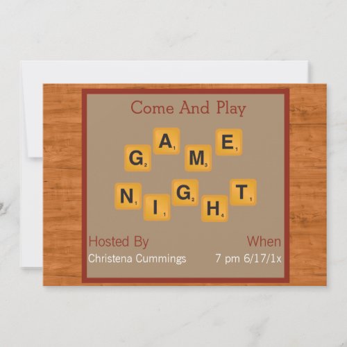 Game Night Tile Letters Invitation