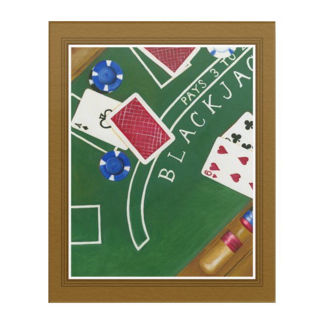Game of Blackjack with Chips by Chariklia Zarris Acrylic Print (Front)