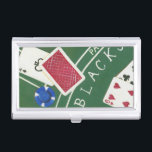 Game of Blackjack with Chips by Chariklia Zarris Business Card Holder<br><div class="desc">Ace's up! This dazzling piece by Chariklia Zarris shows a game of blackjack being played. Stacks of chips wait to be bet and cards wait to be flipped over. Purchase a copy today!</div>