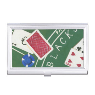 Game of Blackjack with Chips by Chariklia Zarris Business Card Holder