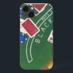 Game of Blackjack with Chips by Chariklia Zarris iPhone 13 Case<br><div class="desc">Ace's up! This dazzling piece by Chariklia Zarris shows a game of blackjack being played. Stacks of chips wait to be bet and cards wait to be flipped over. Purchase a copy today!</div>