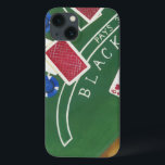 Game of Blackjack with Chips by Chariklia Zarris iPhone 13 Case<br><div class="desc">Ace's up! This dazzling piece by Chariklia Zarris shows a game of blackjack being played. Stacks of chips wait to be bet and cards wait to be flipped over. Purchase a copy today!</div>