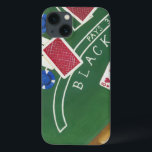 Game of Blackjack with Chips by Chariklia Zarris iPhone 13 Case<br><div class="desc">Ace's up! This dazzling piece by Chariklia Zarris shows a game of blackjack being played. Stacks of chips wait to be bet and cards wait to be flipped over. Purchase a copy today!</div>