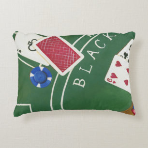 Game of Blackjack with Chips by Chariklia Zarris Decorative Pillow