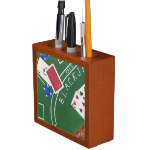 Game of Blackjack with Chips by Chariklia Zarris Desk Organizer