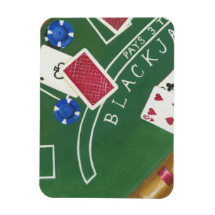 Game of Blackjack with Chips by Chariklia Zarris Magnet