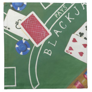 Game of Blackjack with Chips by Chariklia Zarris Napkin