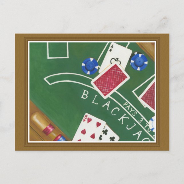 Game of Blackjack with Chips by Chariklia Zarris Postcard (Front)