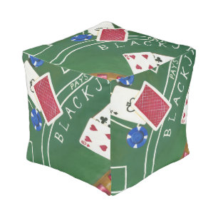 Game of Blackjack with Chips by Chariklia Zarris Pouf