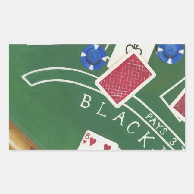 Game of Blackjack with Chips by Chariklia Zarris Rectangular Sticker (Front)