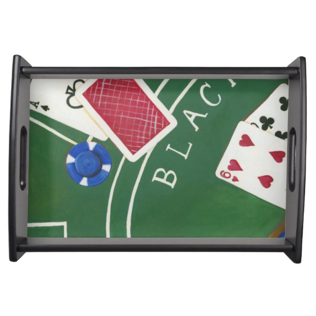 Game of Blackjack with Chips by Chariklia Zarris Serving Tray (Front)