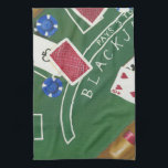 Game of Blackjack with Chips by Chariklia Zarris Towel<br><div class="desc">Ace's up! This dazzling piece by Chariklia Zarris shows a game of blackjack being played. Stacks of chips wait to be bet and cards wait to be flipped over. Purchase a copy today!</div>
