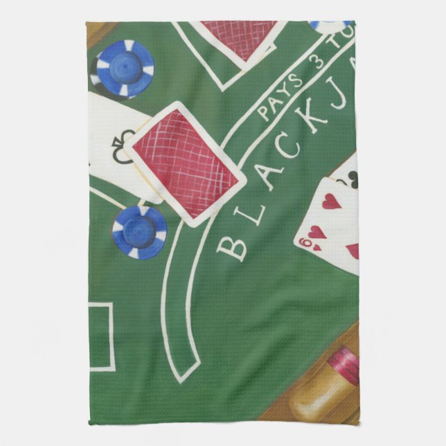 Game of Blackjack with Chips by Chariklia Zarris Towel (Vertical)