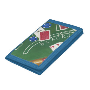 Game of Blackjack with Chips by Chariklia Zarris Trifold Wallet