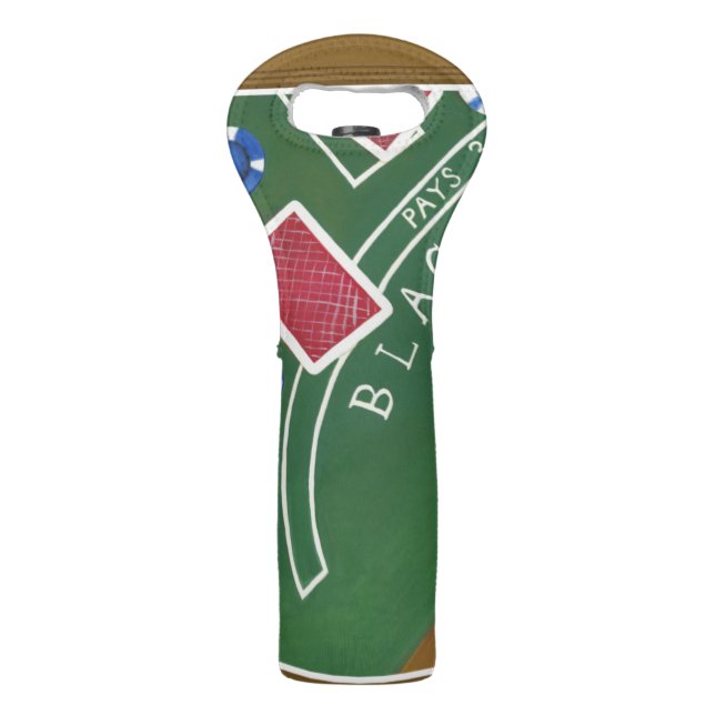 Game of Blackjack with Chips by Chariklia Zarris Wine Bag (Back)