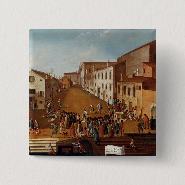 Game of Bowls in the Campo dei Gesuiti, Venice Button (Front)