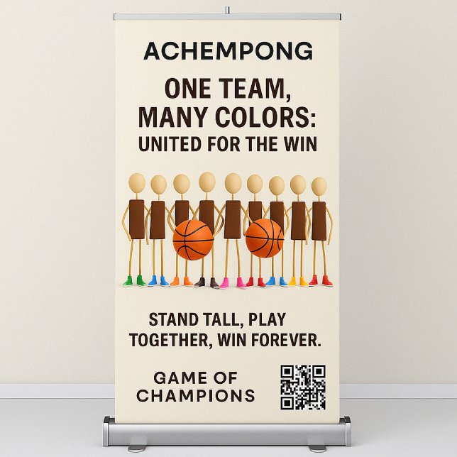 Game of Champions: Team Spirit in Every Frame  Retractable Banner (Stand tall, play together, win forever—customize your dream team with Achempong basketball flair!)