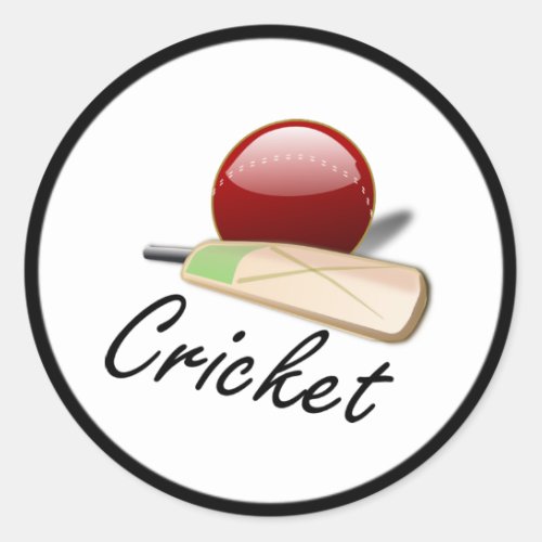 Game of Cricket bat and ball popular design Classic Round Sticker