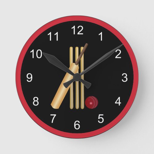 Game of Cricket Bat and Ball Round Clock