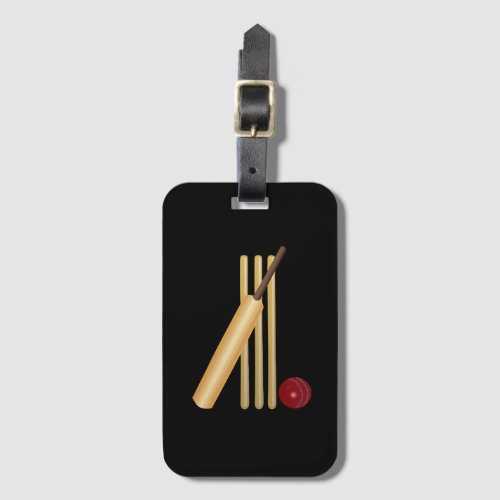 Game of Cricket wicket ball and bat Luggage Tag