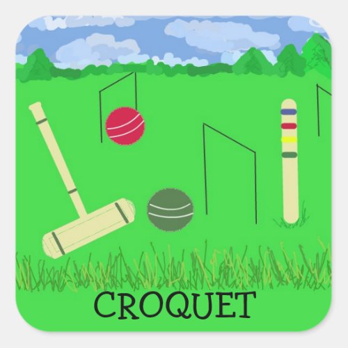 Game of Croquet Square Sticker