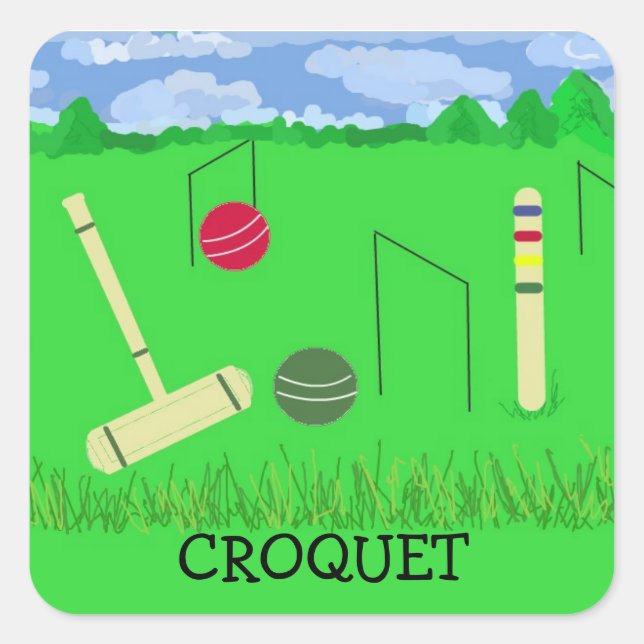 Game of Croquet Square Sticker (Front)