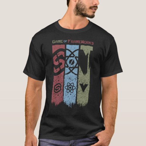 Game of Frameworks with Svelte React and Vue T_Shirt