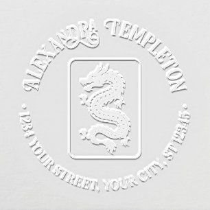 Game of Mahjong Dragon Tile Name Return Address Embosser