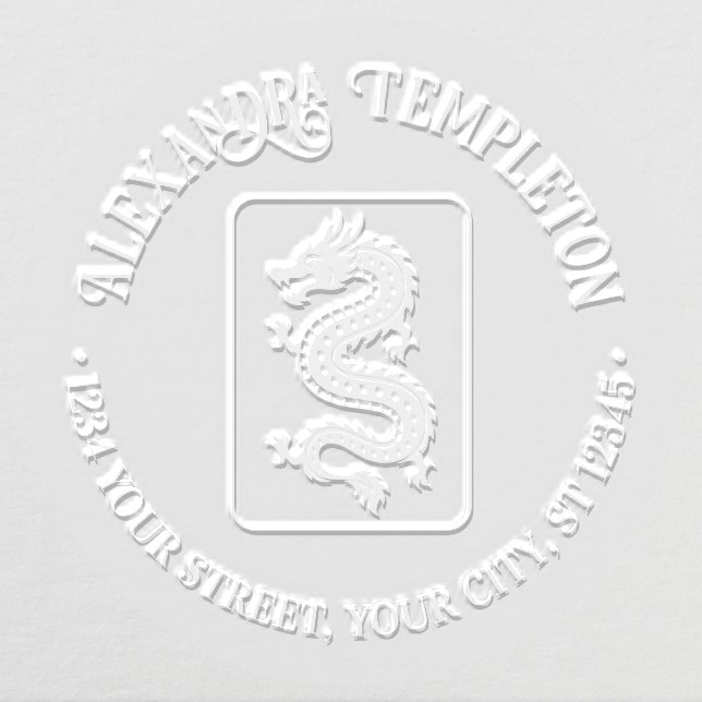 Game of Mahjong Dragon Tile Name Return Address Embosser (Design)