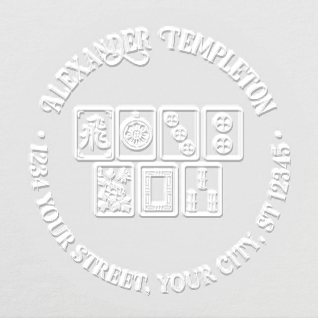 Game of Mahjong Tiles #1 Name Return Address Embosser (Design)