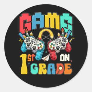 Game On 1st Grade Back To School 1st Grade Level U Classic Round Sticker
