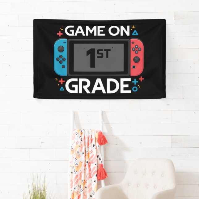 Game On 1st Grade Back To School Funny Gamer  Banner (Insitu)