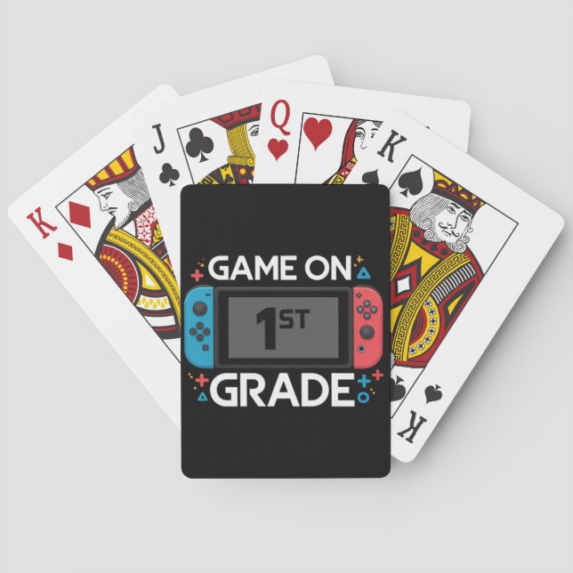 Game On 1st Grade Back To School Funny Gamer  Poker Cards (Back)